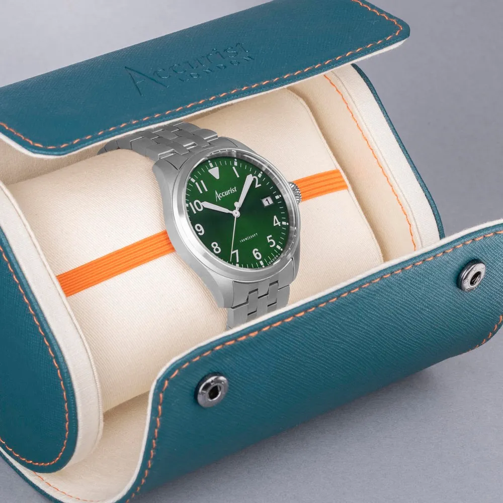 Accurist Aviation Mens Watch 76002 Stainless Steel with Green Dial