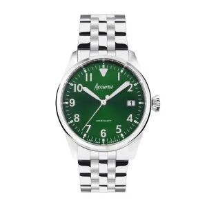 Accurist Aviation Mens Watch 76002 Stainless Steel with Green Dial