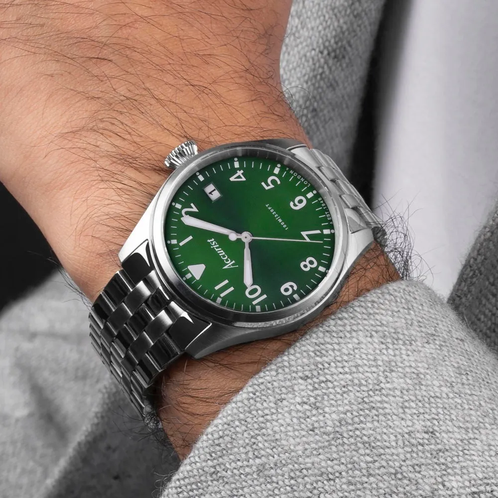 Accurist Aviation Mens Watch 76002 Stainless Steel with Green Dial