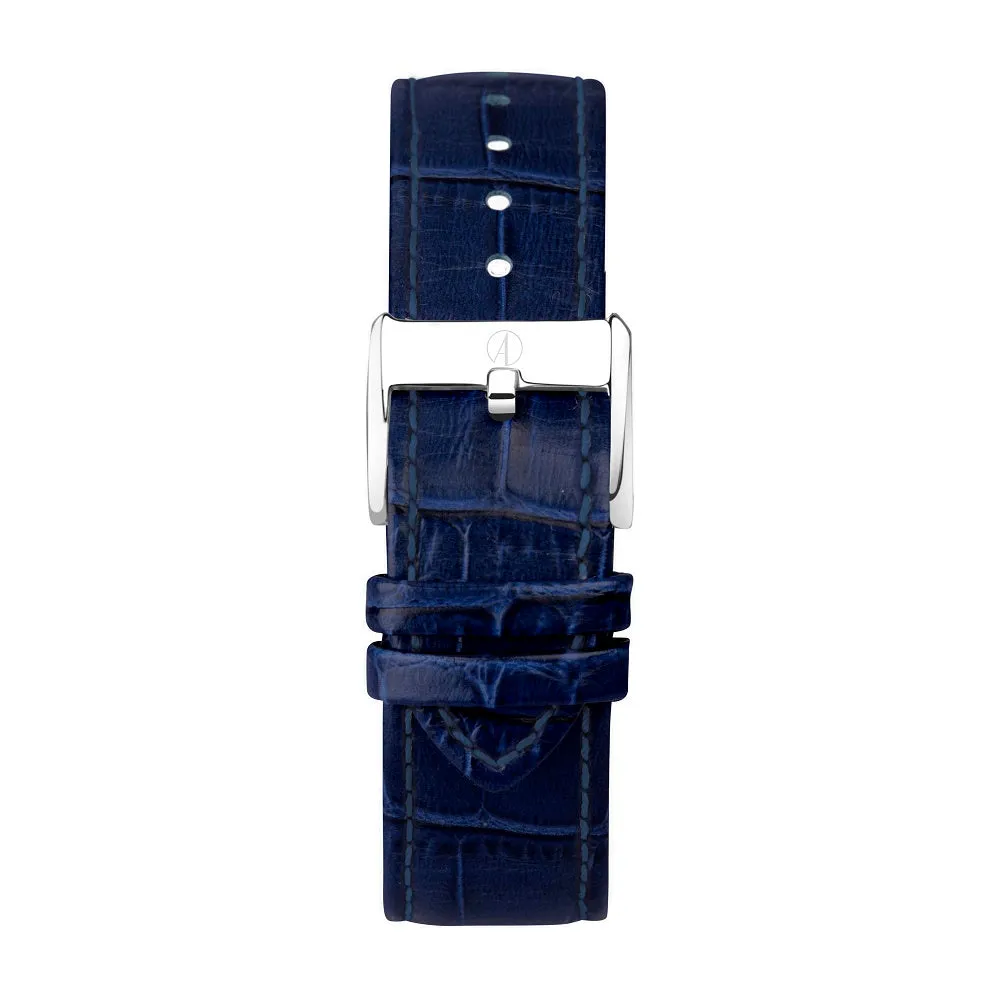 Accurist Classic Mens Blue Leather Strap Watch White Dial 73000