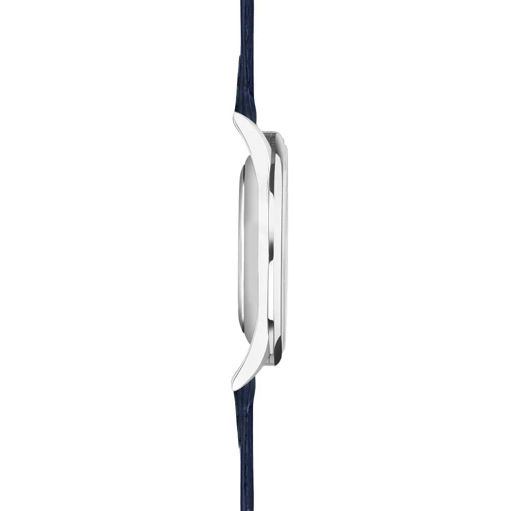Accurist Classic Mens Blue Leather Strap Watch White Dial 73000