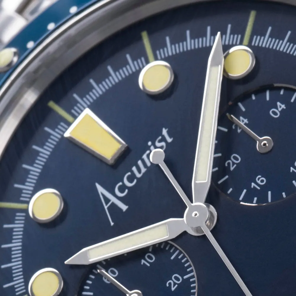 Accurist Dive Chronograph Mens Bracelet Watch Blue Dial 72004