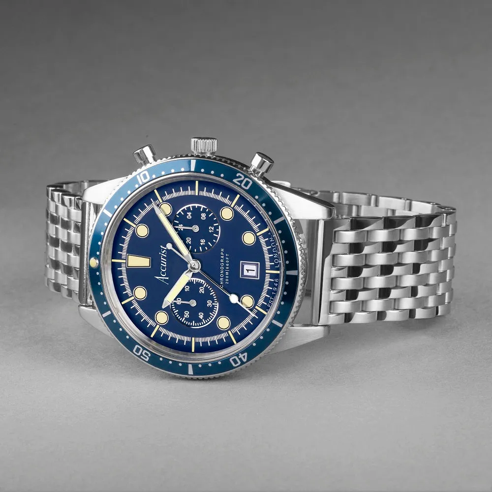Accurist Dive Chronograph Mens Bracelet Watch Blue Dial 72004