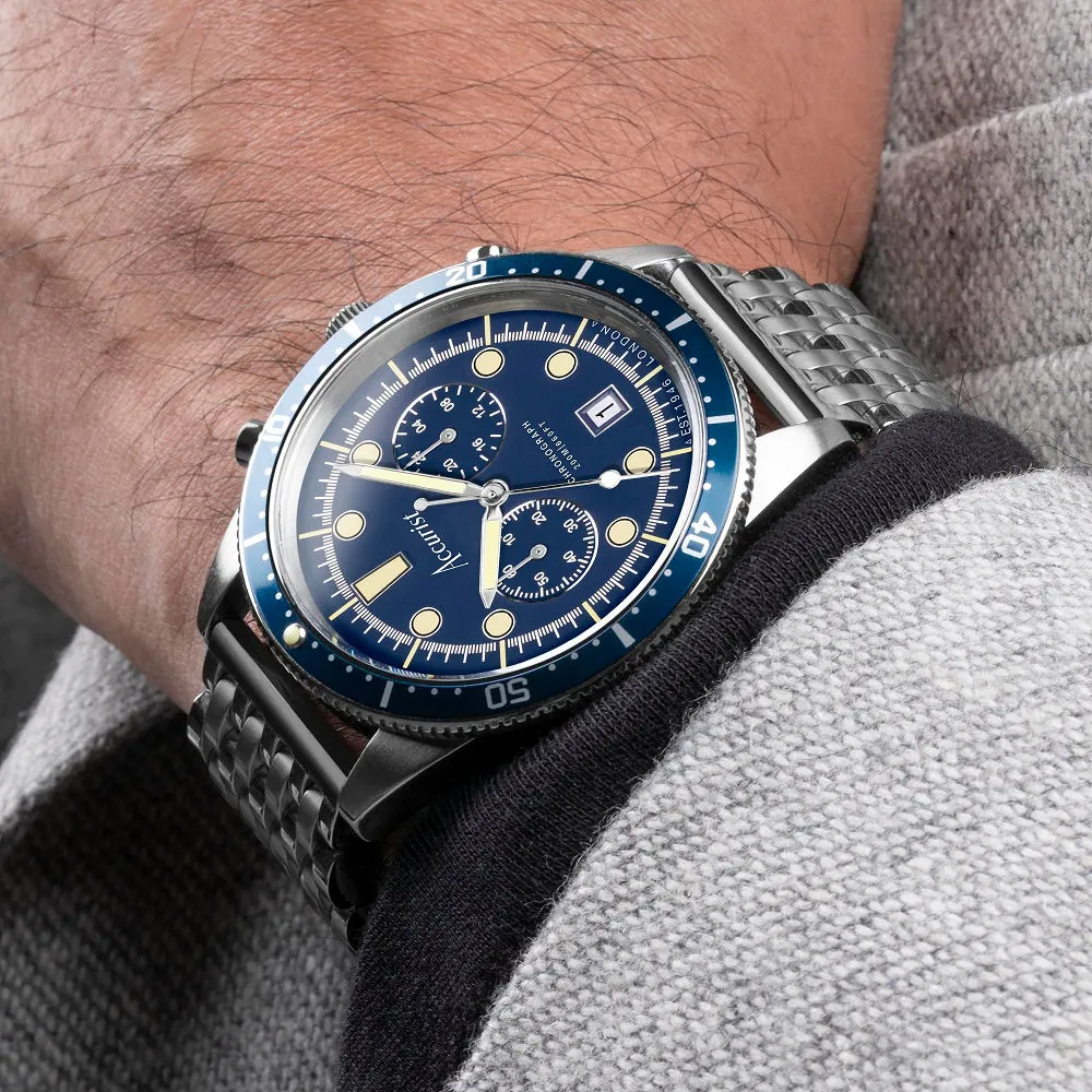 Accurist Dive Chronograph Mens Bracelet Watch Blue Dial 72004