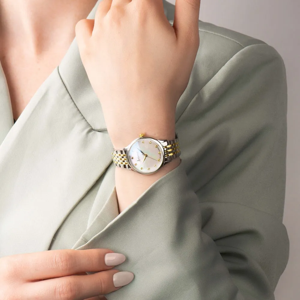 Accurist Dress Ladies Watch with Mother of Pearl Diamond Set Dial 77006