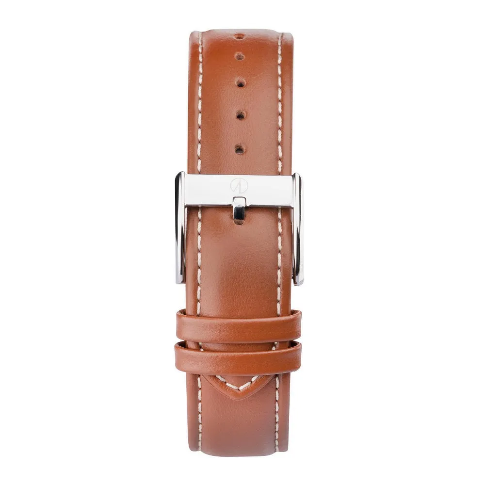Accurist Everyday Mens Leather Brown Strap Watch White Dial 74011