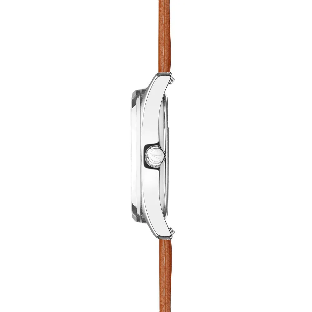 Accurist Everyday Mens Leather Brown Strap Watch White Dial 74011