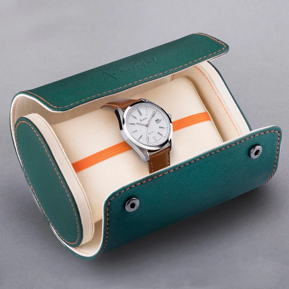 Accurist Everyday Mens Leather Brown Strap Watch White Dial 74011