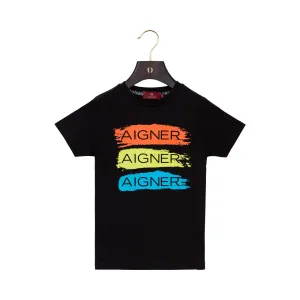 Aigner Kids Boy's Orange & Black Set of T-Shirt & Bermuda