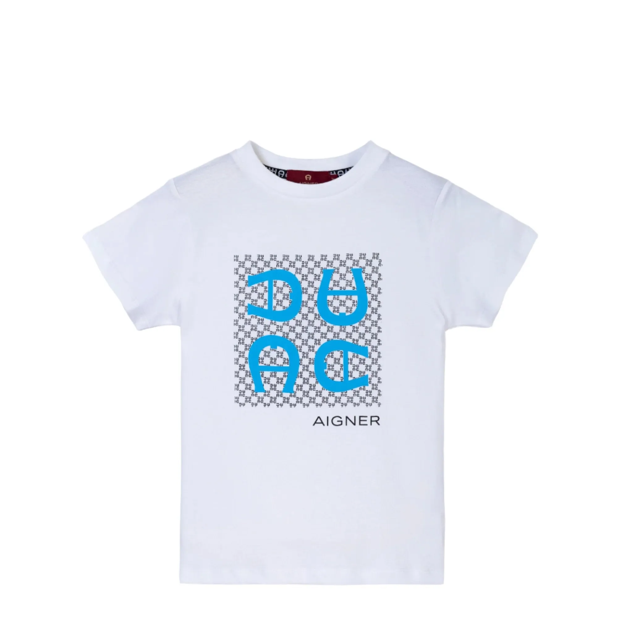 Aigner Kids Boy's White With Blue Logo T-shirt