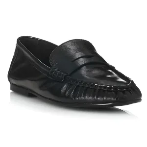 ALIAS MAE Womens Ivana Leather Loafer Shoes - Black Oily Leather