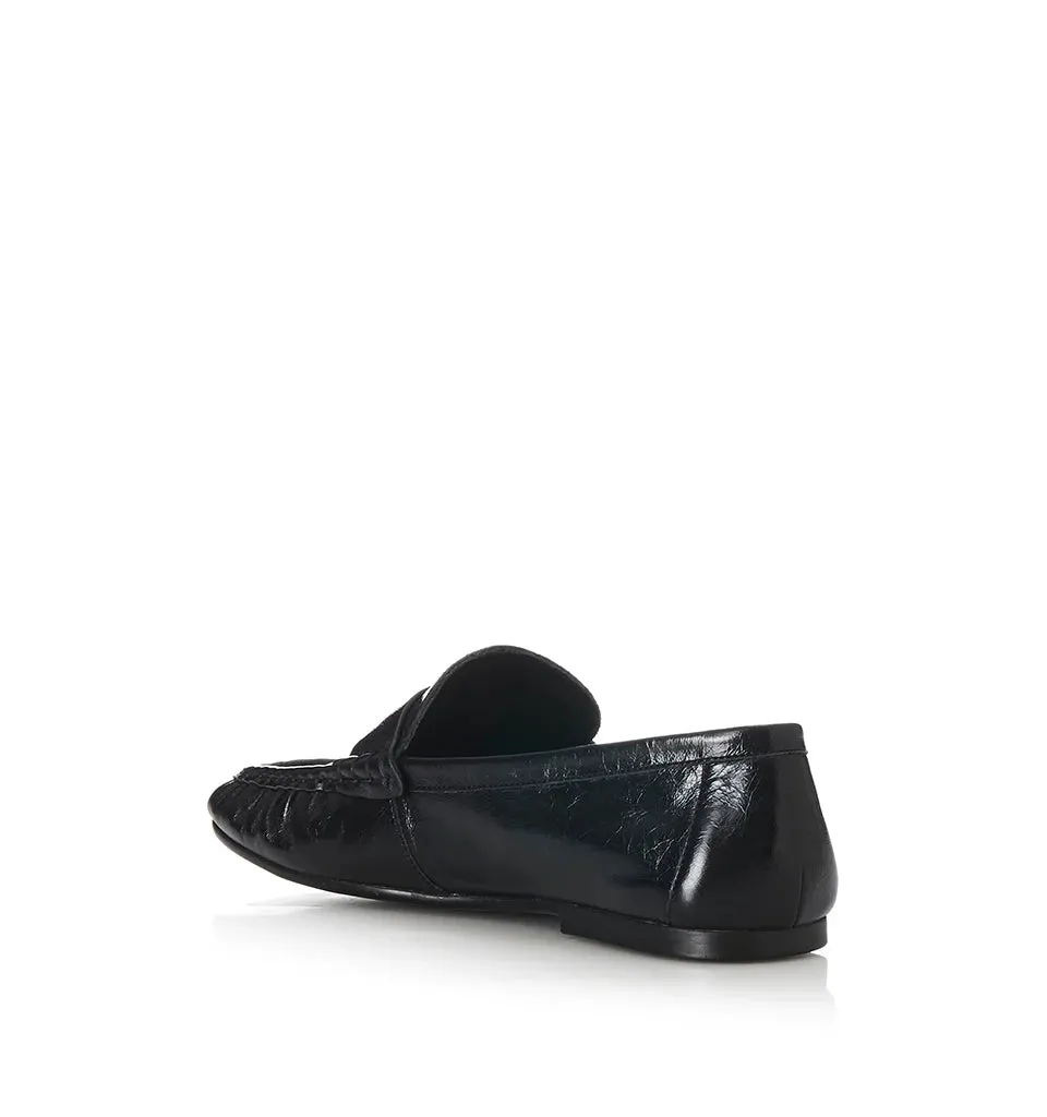 ALIAS MAE Womens Ivana Leather Loafer Shoes - Black Oily Leather