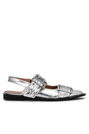 Anabella Buckle Ballerinas - Silver Gloria Lanvin