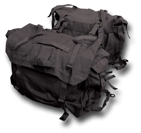 BLACK CANVAS MOTORCYCLE PANNIERS GRADE 1 Silvermans