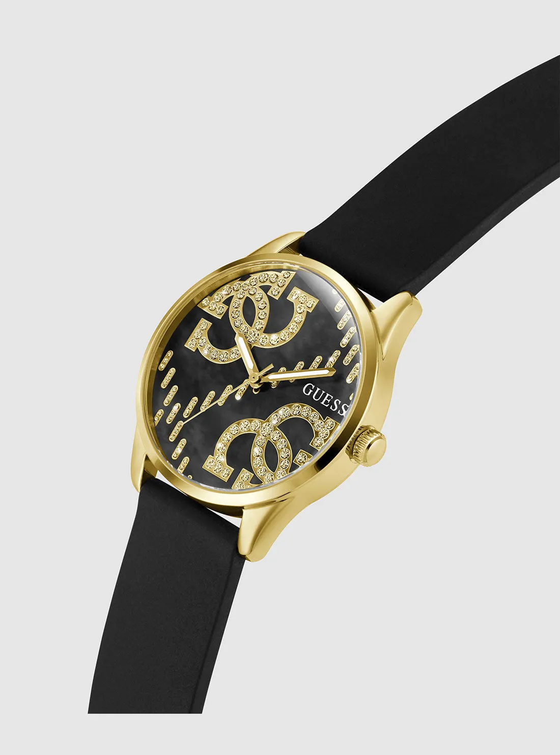 Black G Stitch Silicone Watch Guess