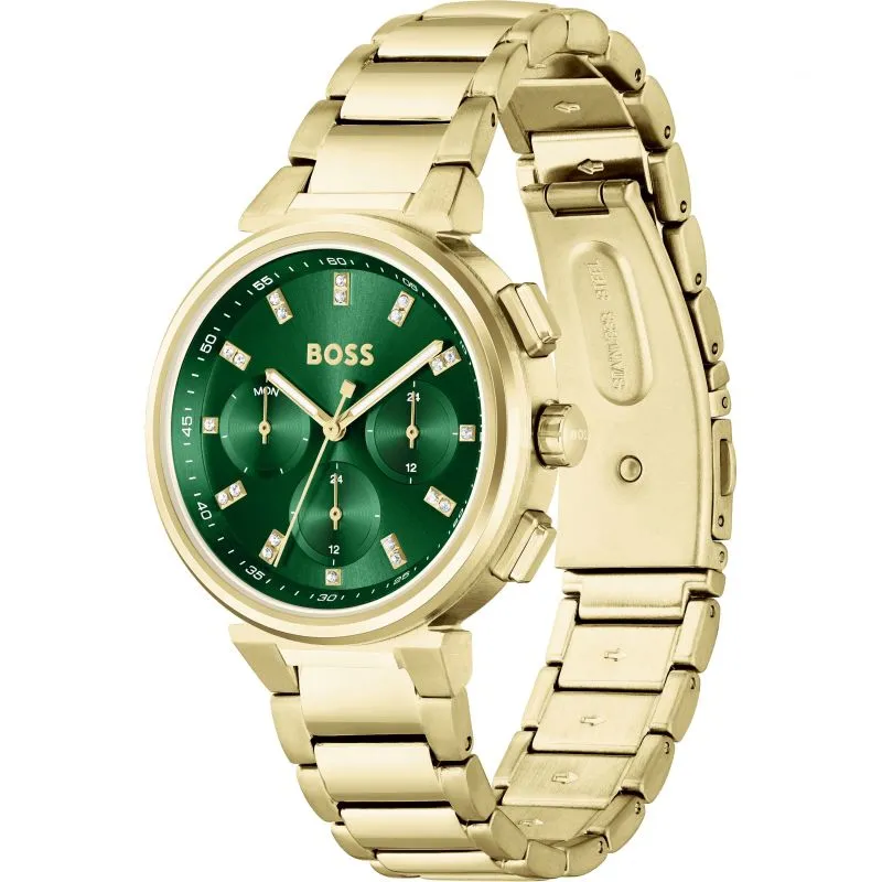 Boss Watches Ladies Gold Plated Crystal Set Watch 1502679