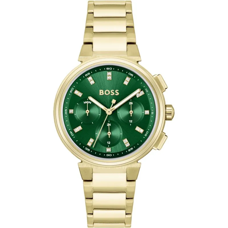 Boss Watches Ladies Gold Plated Crystal Set Watch 1502679