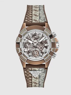 Brown Iconic 40th Silicone Watch Guess