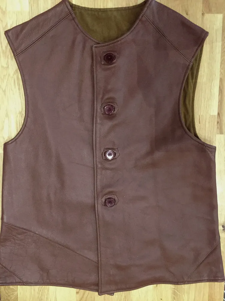 BROWN WWII COPY LEATHER JERKIN Silvermans