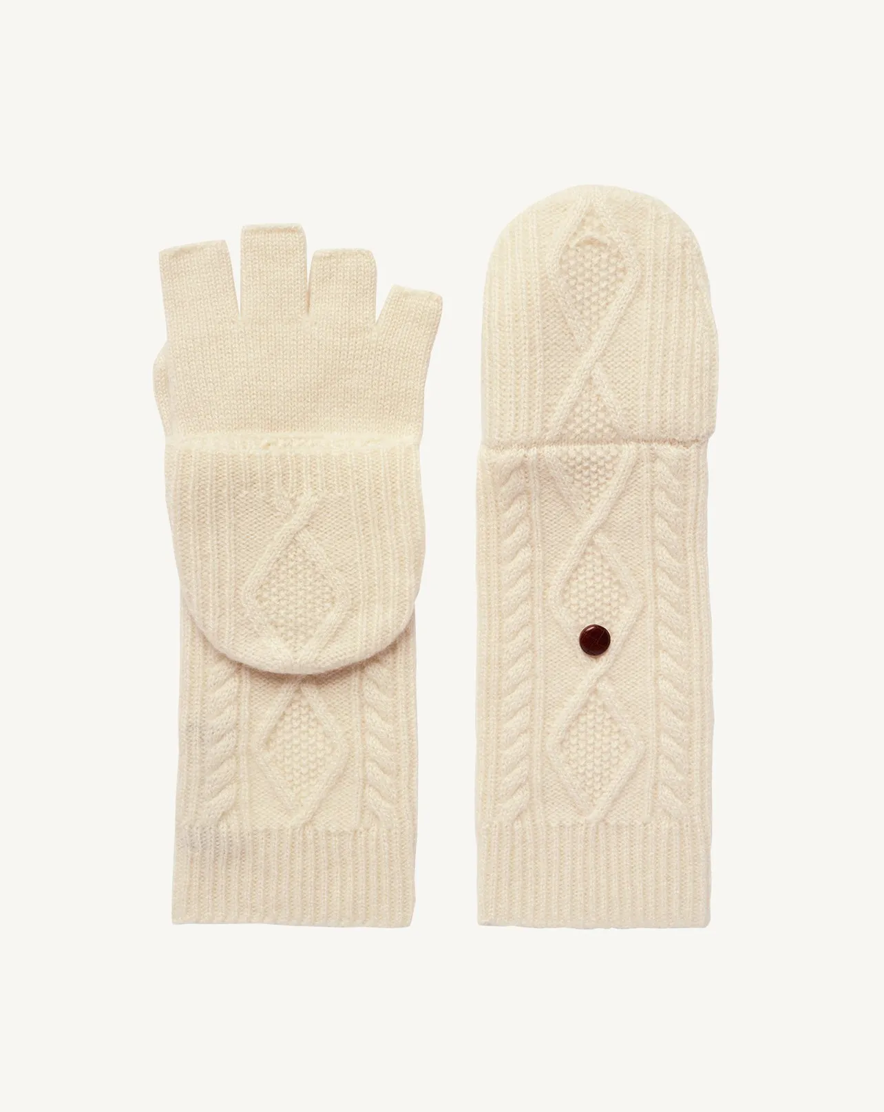 Cable fingerless gloves with flap Eric Bompard