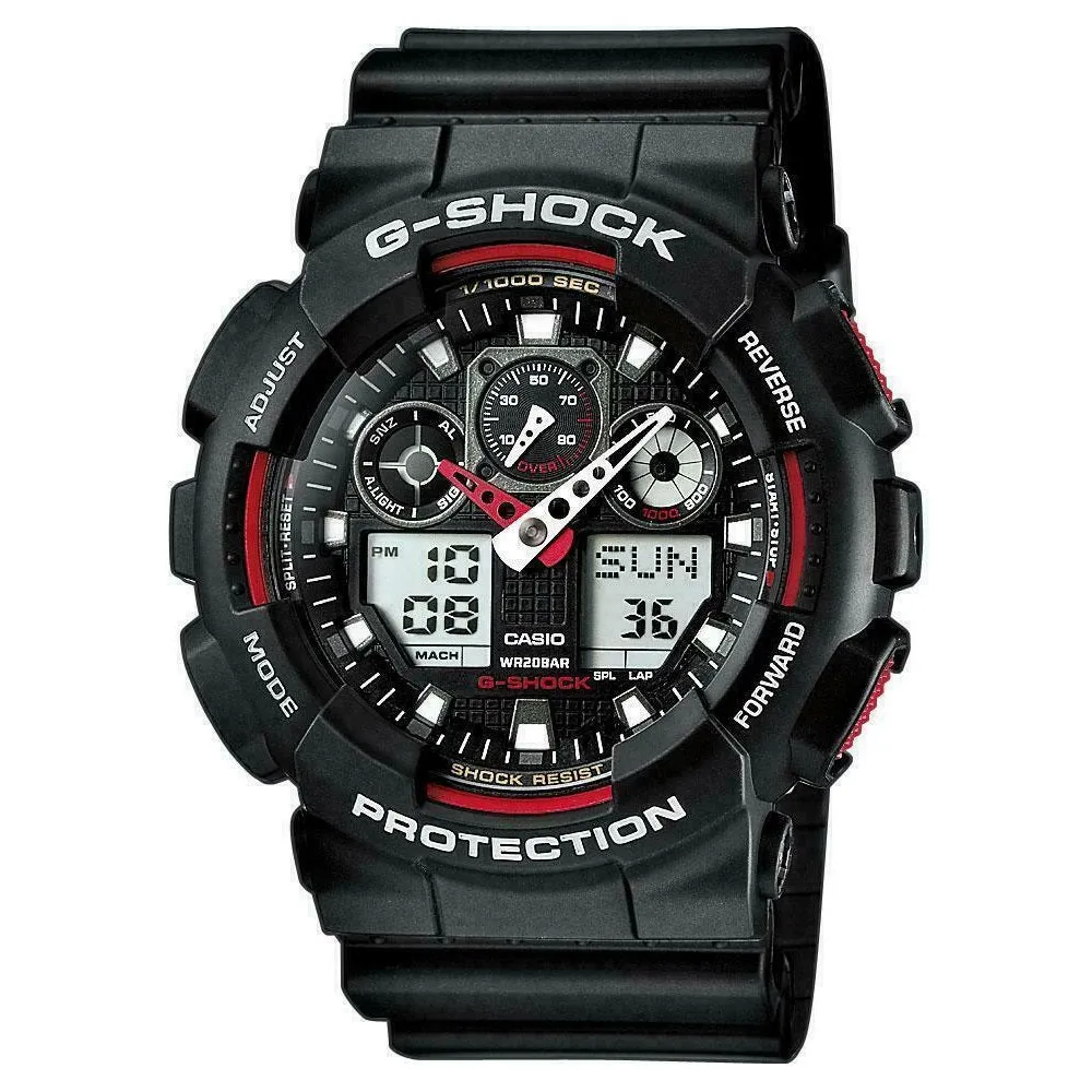 Casio G Shock Mens World Time Sports Watch GA-100-1A4ER