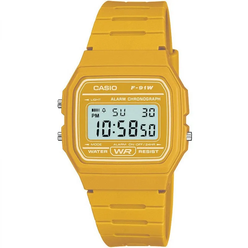 Casio Retro Collection Yellow Digital Watch F-91WC-9AEF