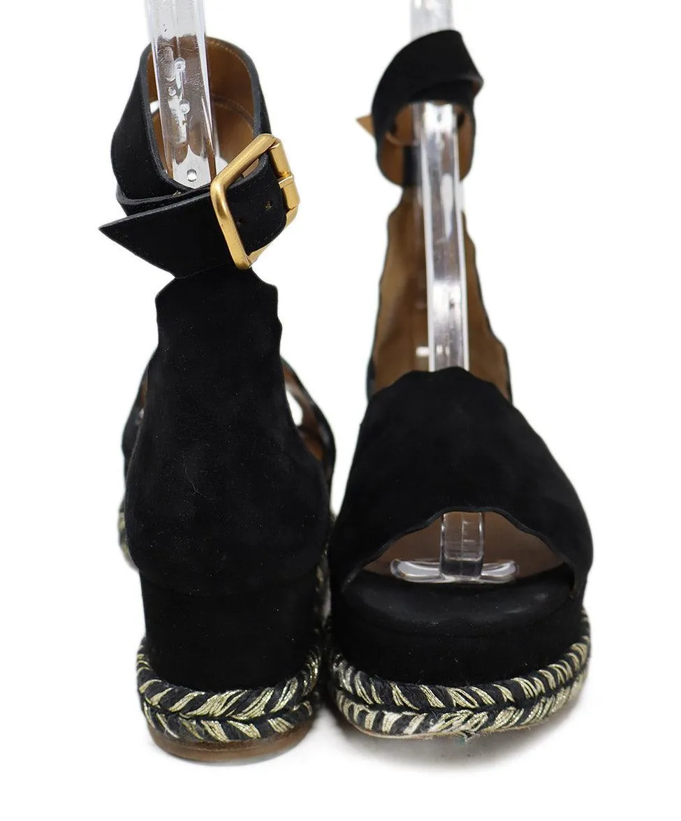 Chloe Black Suede Espadrille Sandals sz 7
