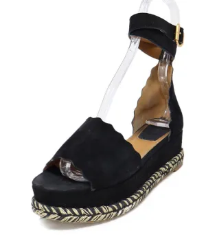 Chloe Black Suede Espadrille Sandals sz 7