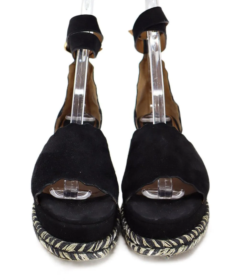Chloe Black Suede Espadrille Sandals sz 7