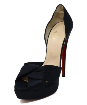 Christian Louboutin Black Satin Platform Heels sz 9.5