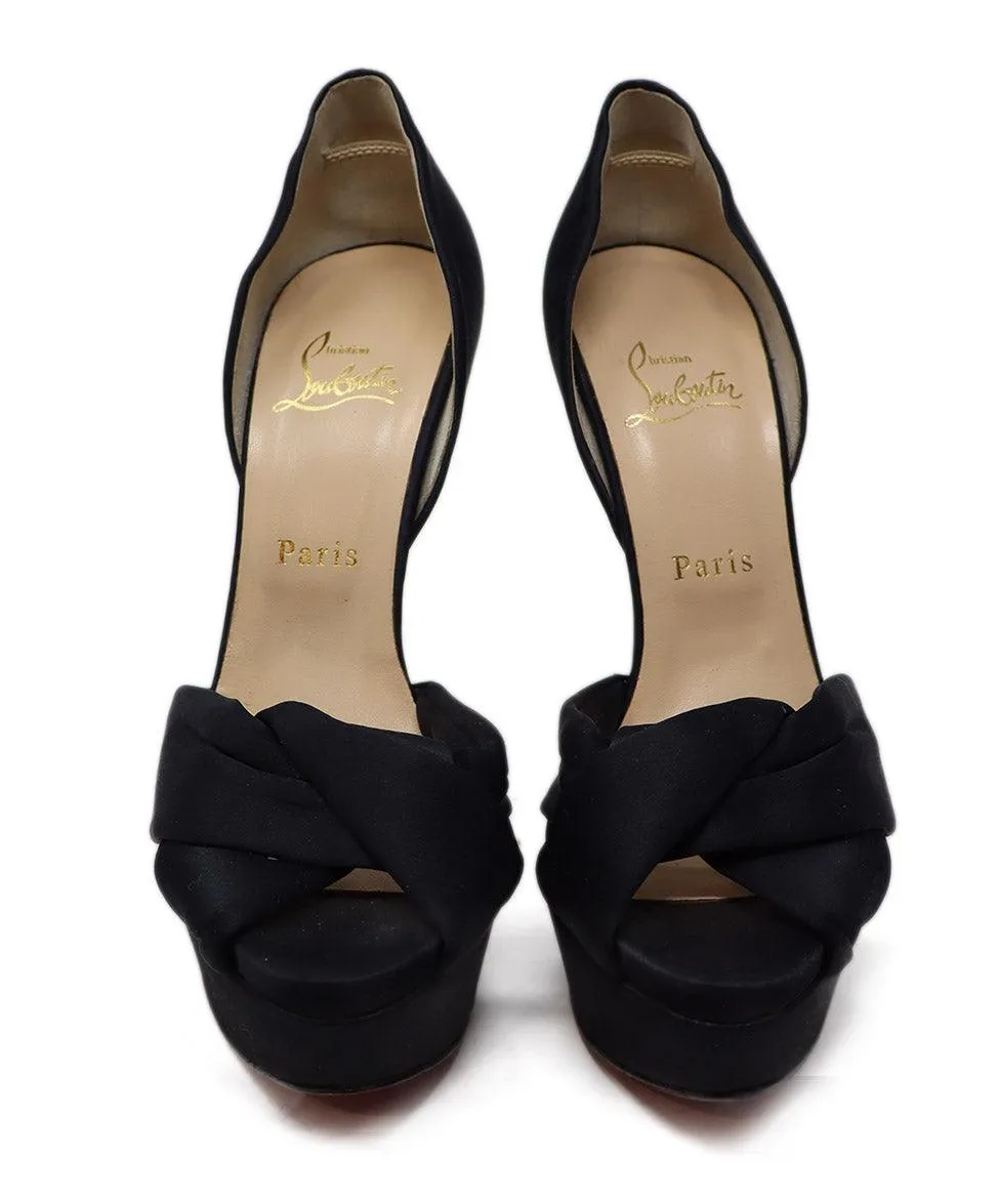 Christian Louboutin Black Satin Platform Heels sz 9.5