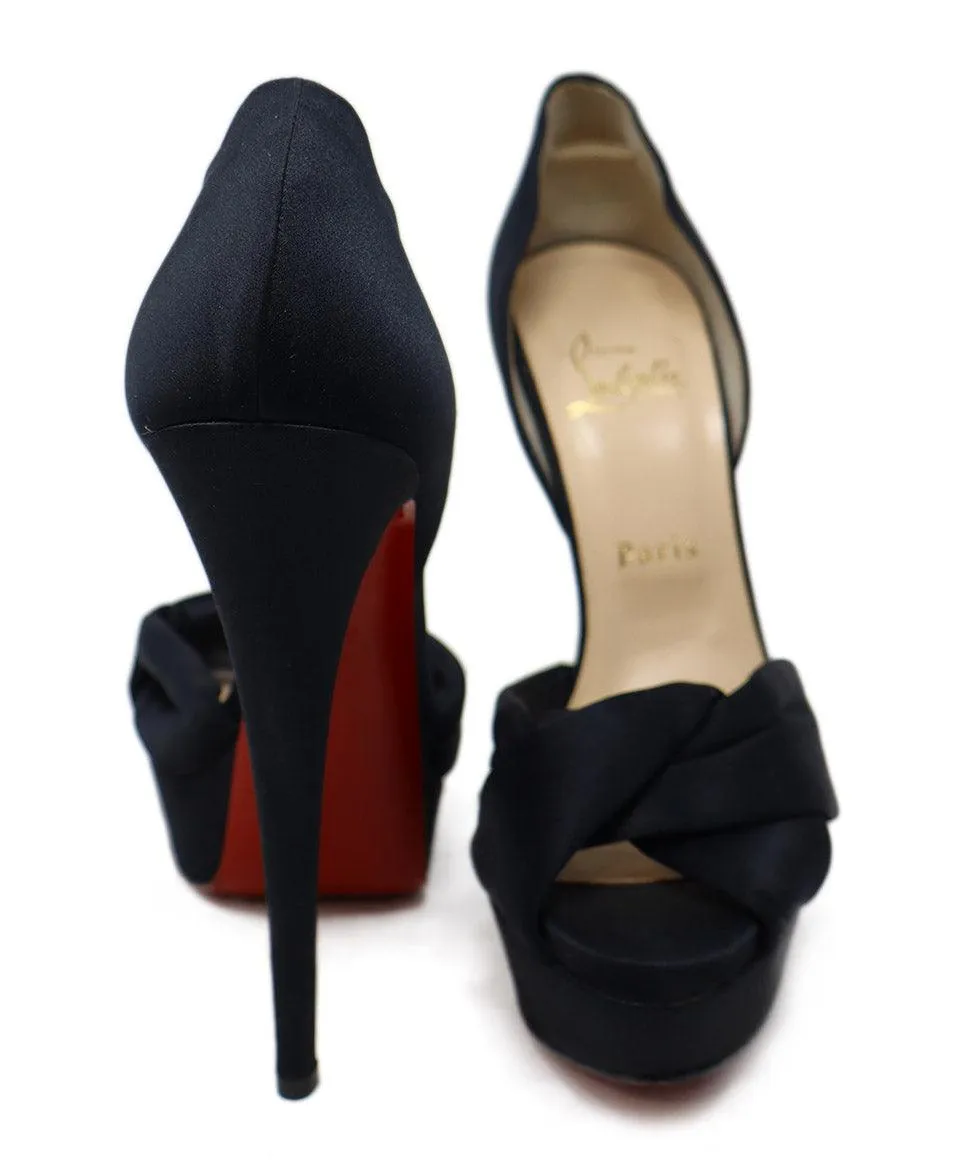 Christian Louboutin Black Satin Platform Heels sz 9.5