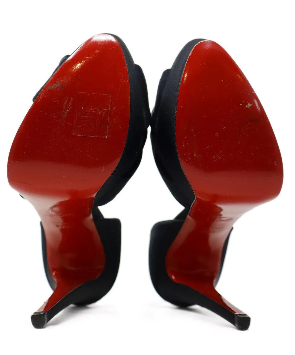 Christian Louboutin Black Satin Platform Heels sz 9.5