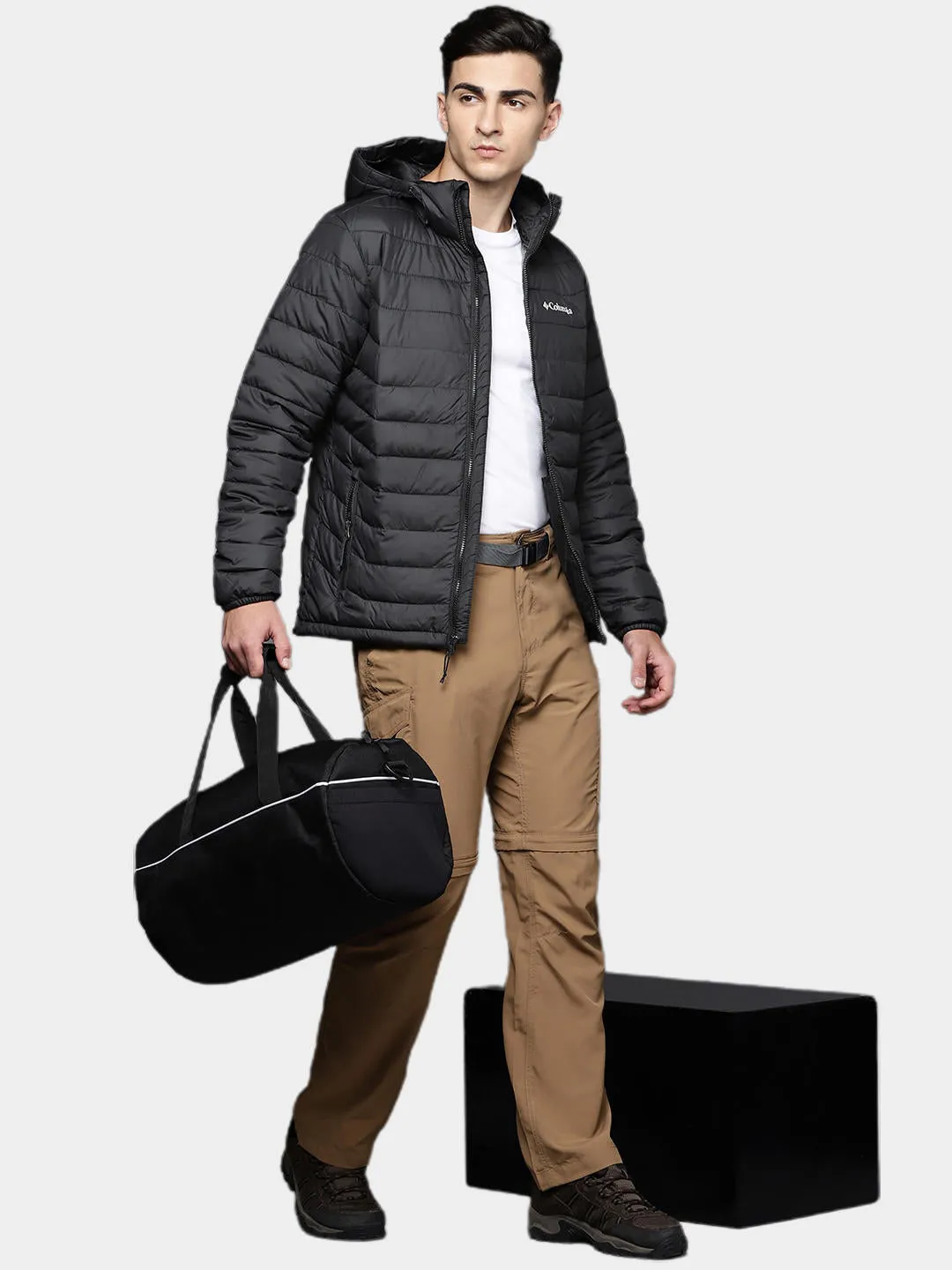 Columbia Men Black Omni-Heat Reflective Powder Lite Hooded Jacket