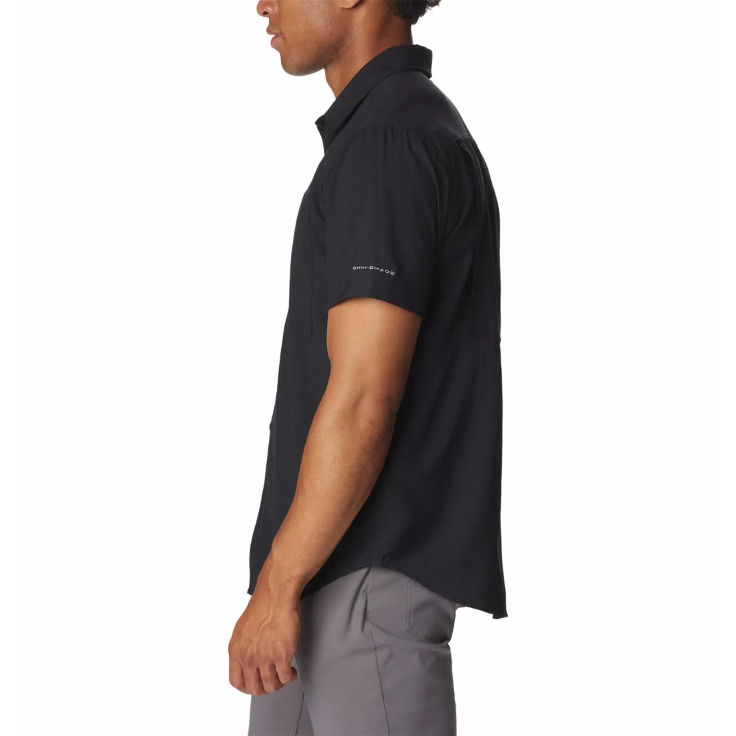 Columbia Men Black Omni-Shade Silver Ridge Utility Lite Short Sleeve Shirt