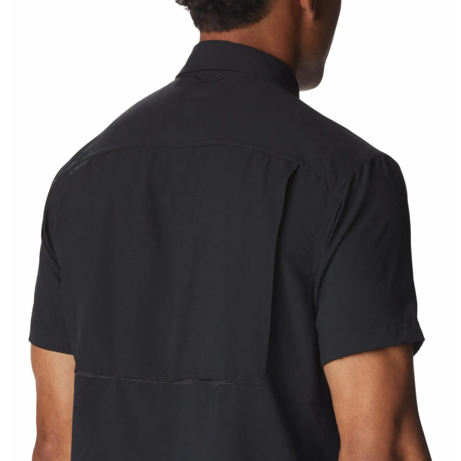 Columbia Men Black Omni-Shade Silver Ridge Utility Lite Short Sleeve Shirt