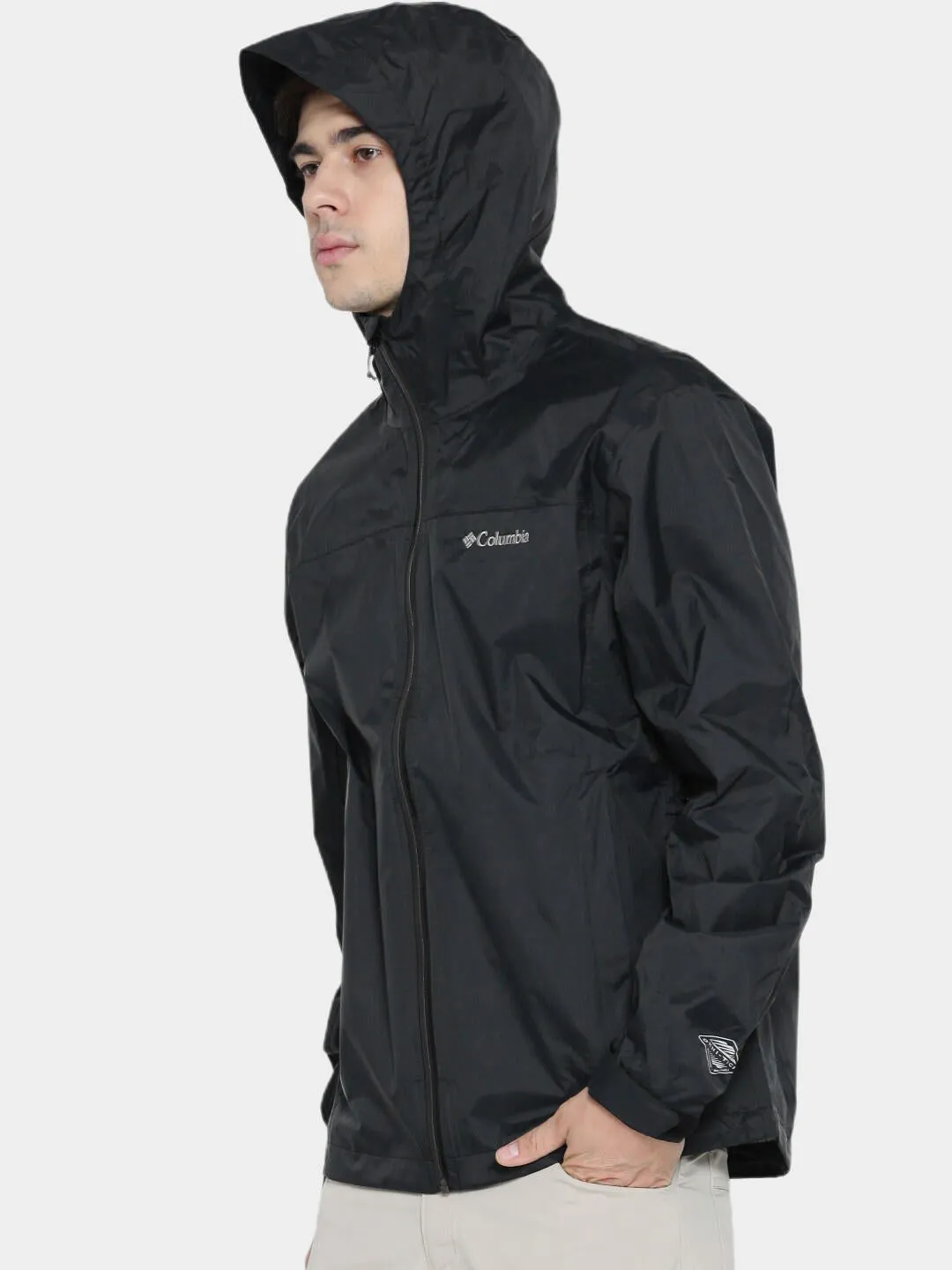 Columbia Men Black Omni-Wick EvaPOURation Waterproof Rain Jacket