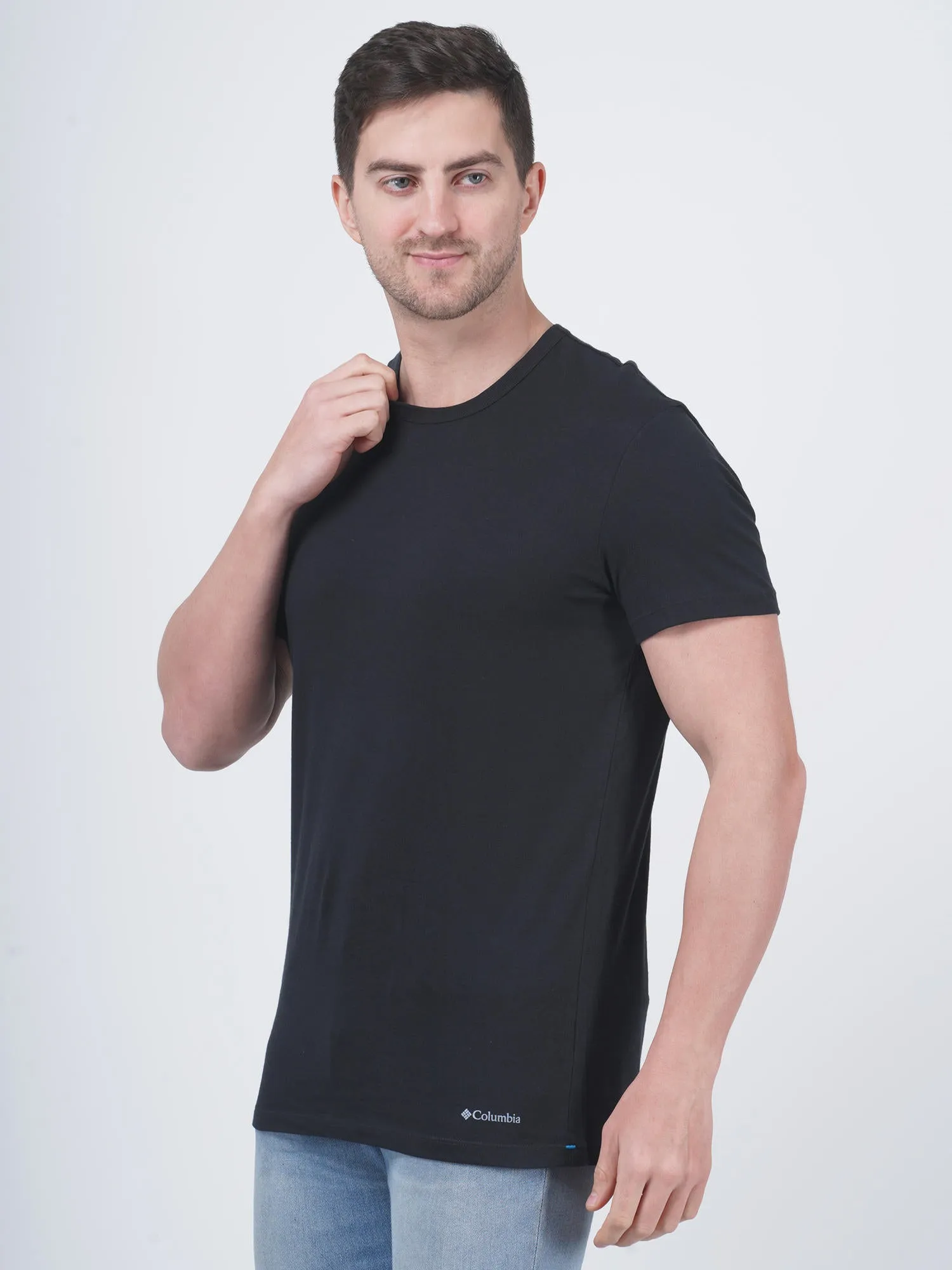Columbia Men Black Pure Cotton Crew Neck Tshirt Pack of 3