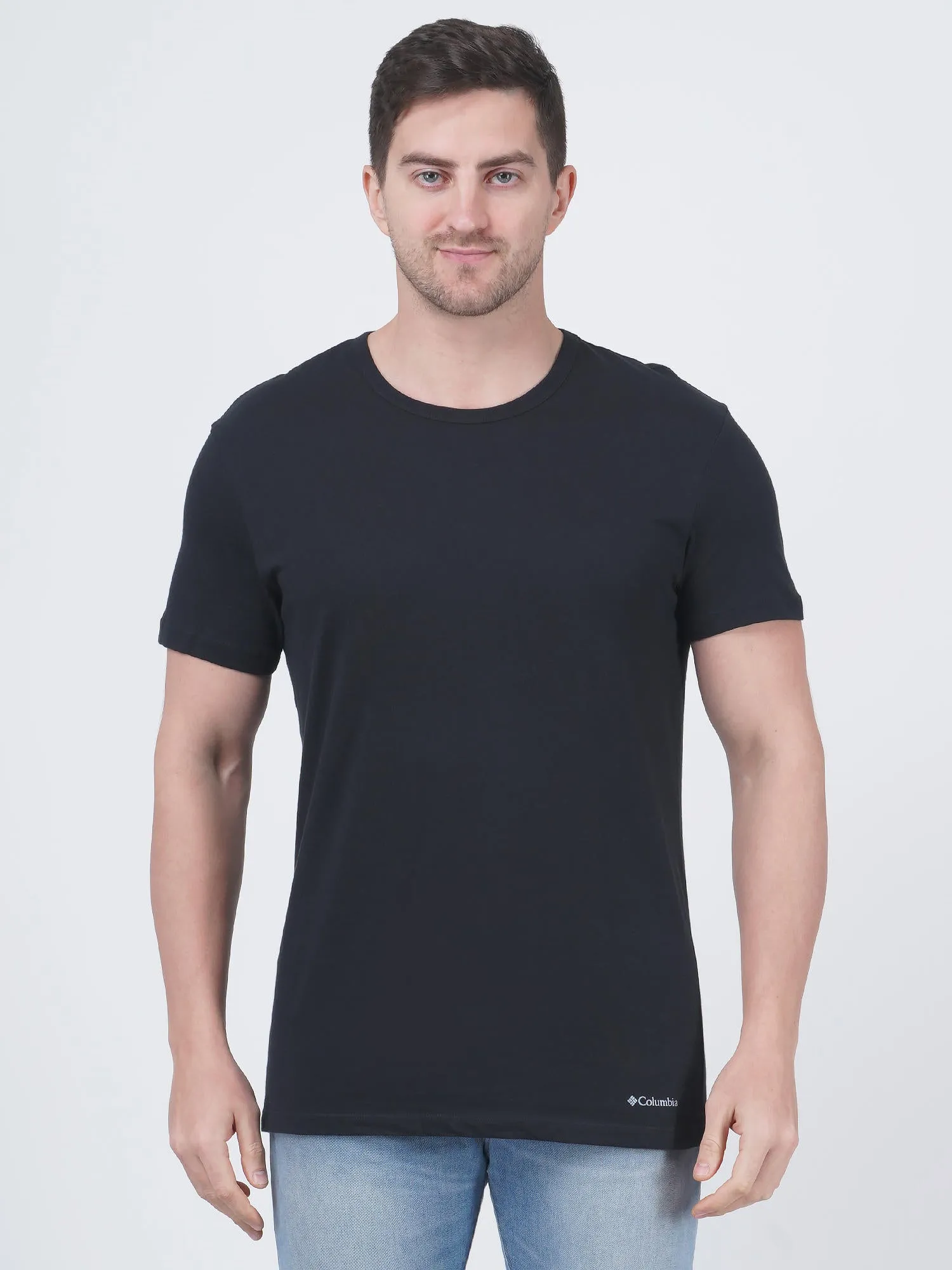 Columbia Men Black Pure Cotton Crew Neck Tshirt Pack of 3