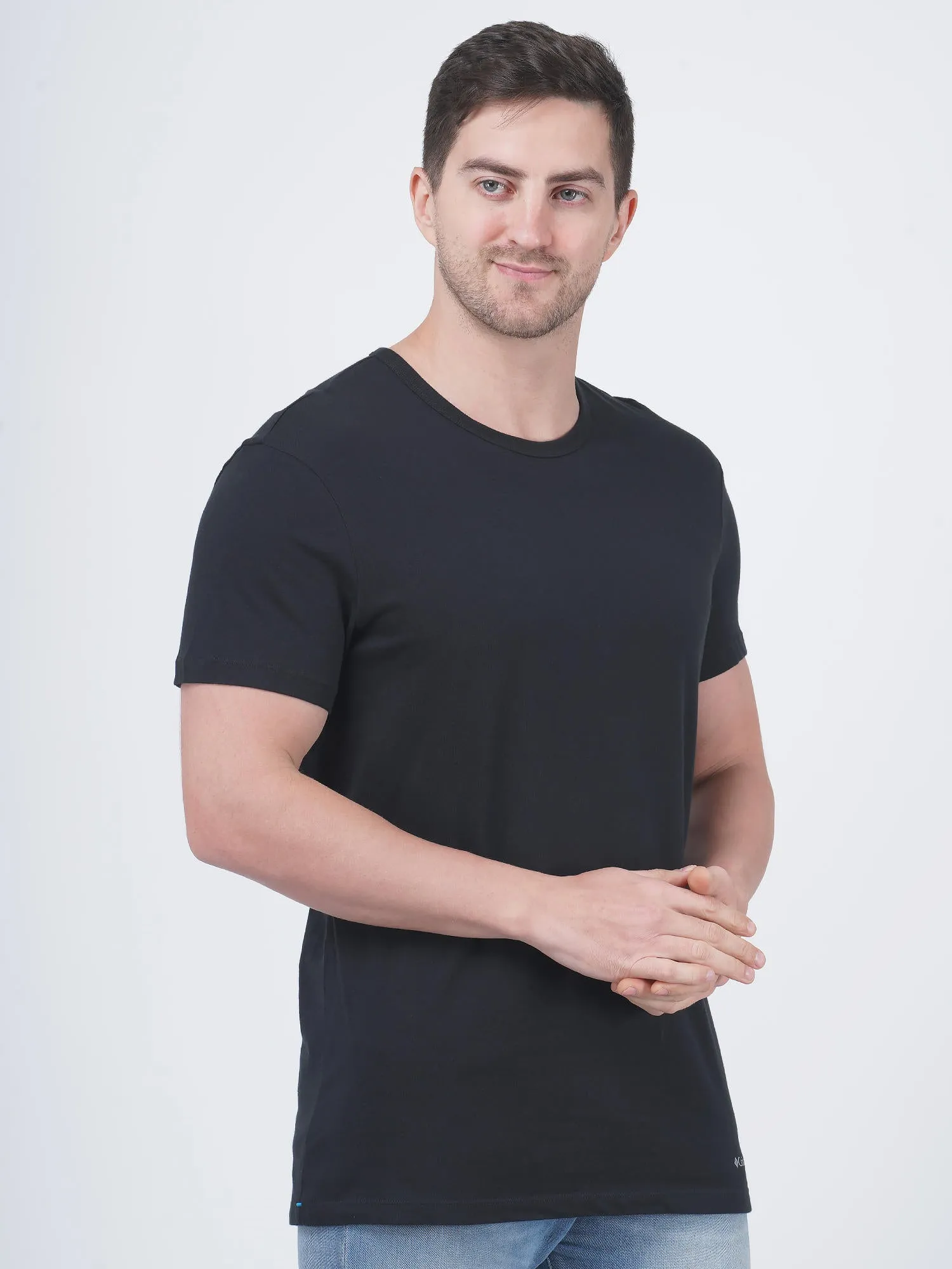 Columbia Men Black Pure Cotton Crew Neck Tshirt Pack of 3