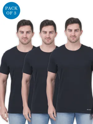 Columbia Men Black Pure Cotton Crew Neck Tshirt Pack of 3