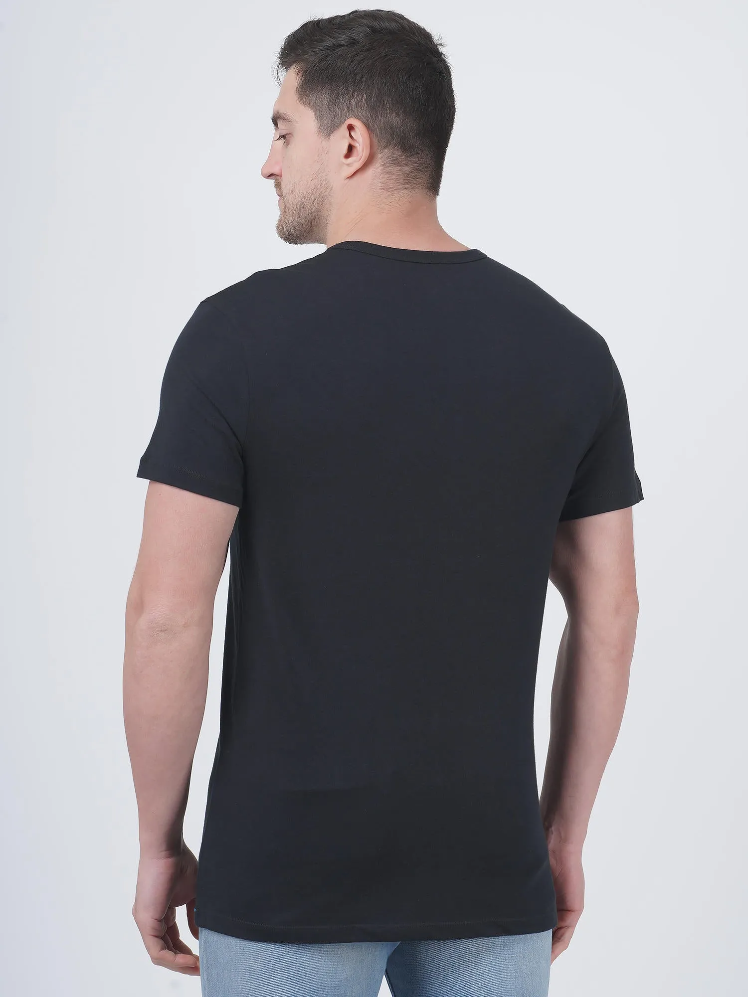 Columbia Men Black Pure Cotton Crew Neck Tshirt Pack of 3
