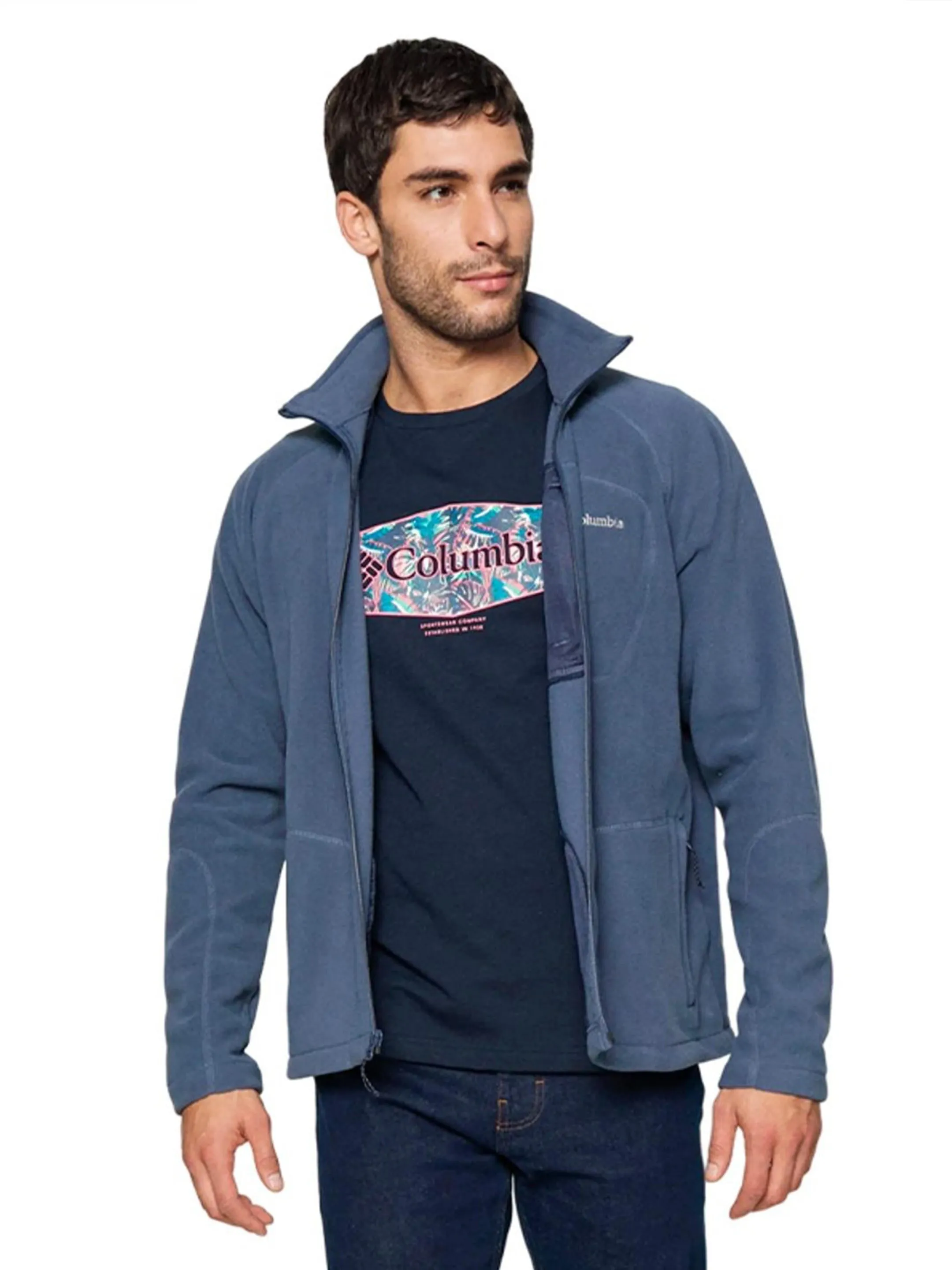 Columbia Men Blue Fast Trek II Fleece Jacket