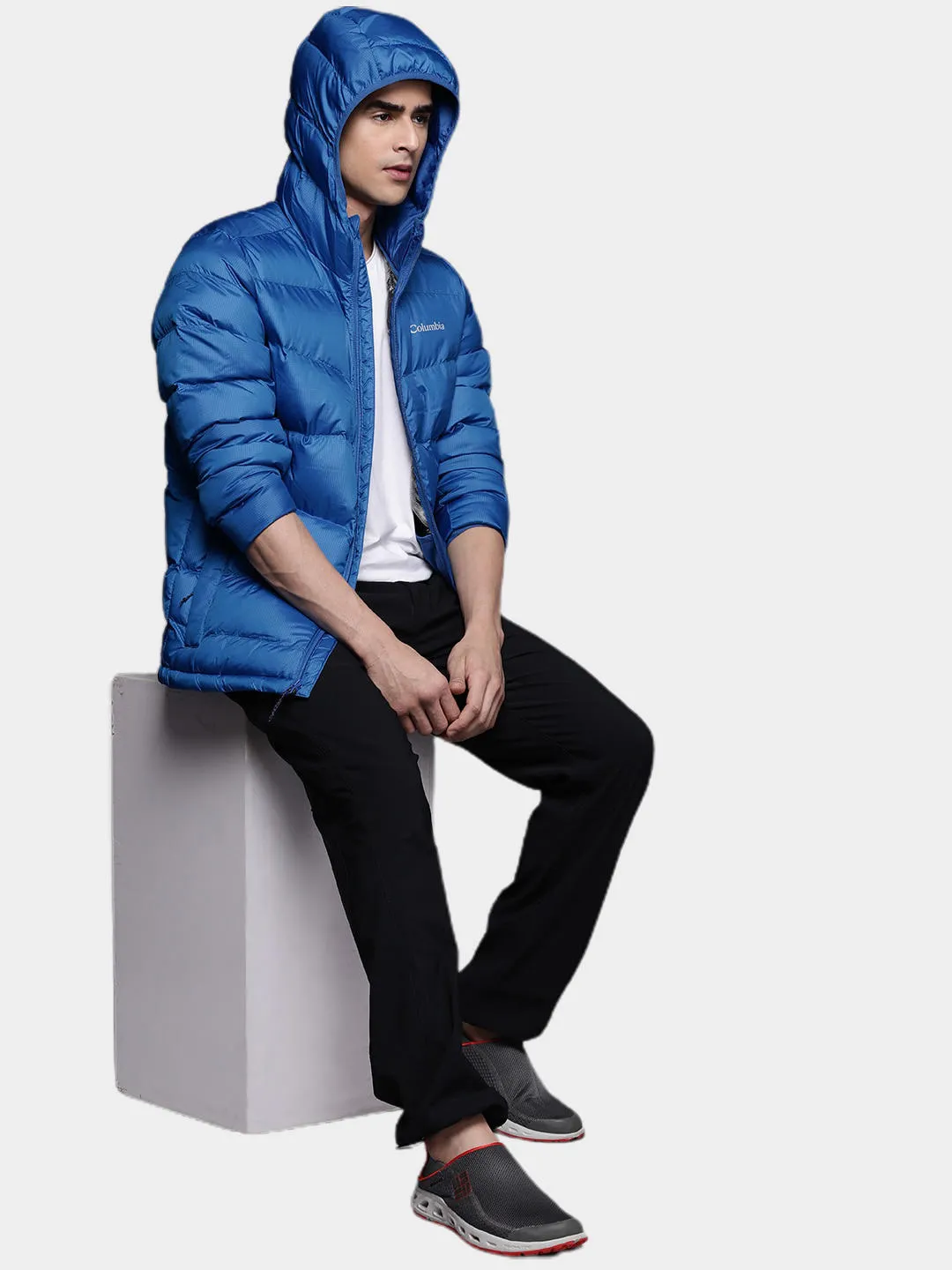 Columbia Men Blue Omni-Heat Reflective Fivemile Butte Hooded Jacket