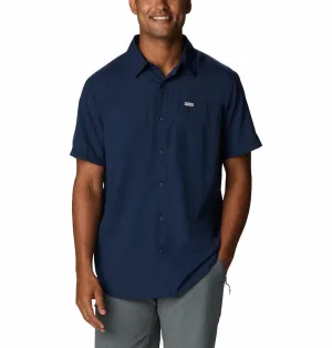 Columbia Men Blue Omni-Shade Silver Ridge Utility Lite Short Sleeve Shirt
