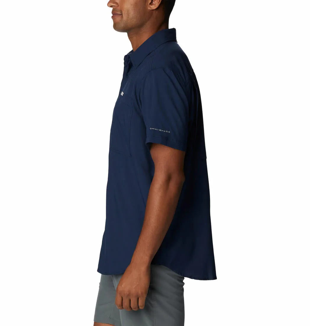 Columbia Men Blue Omni-Shade Silver Ridge Utility Lite Short Sleeve Shirt
