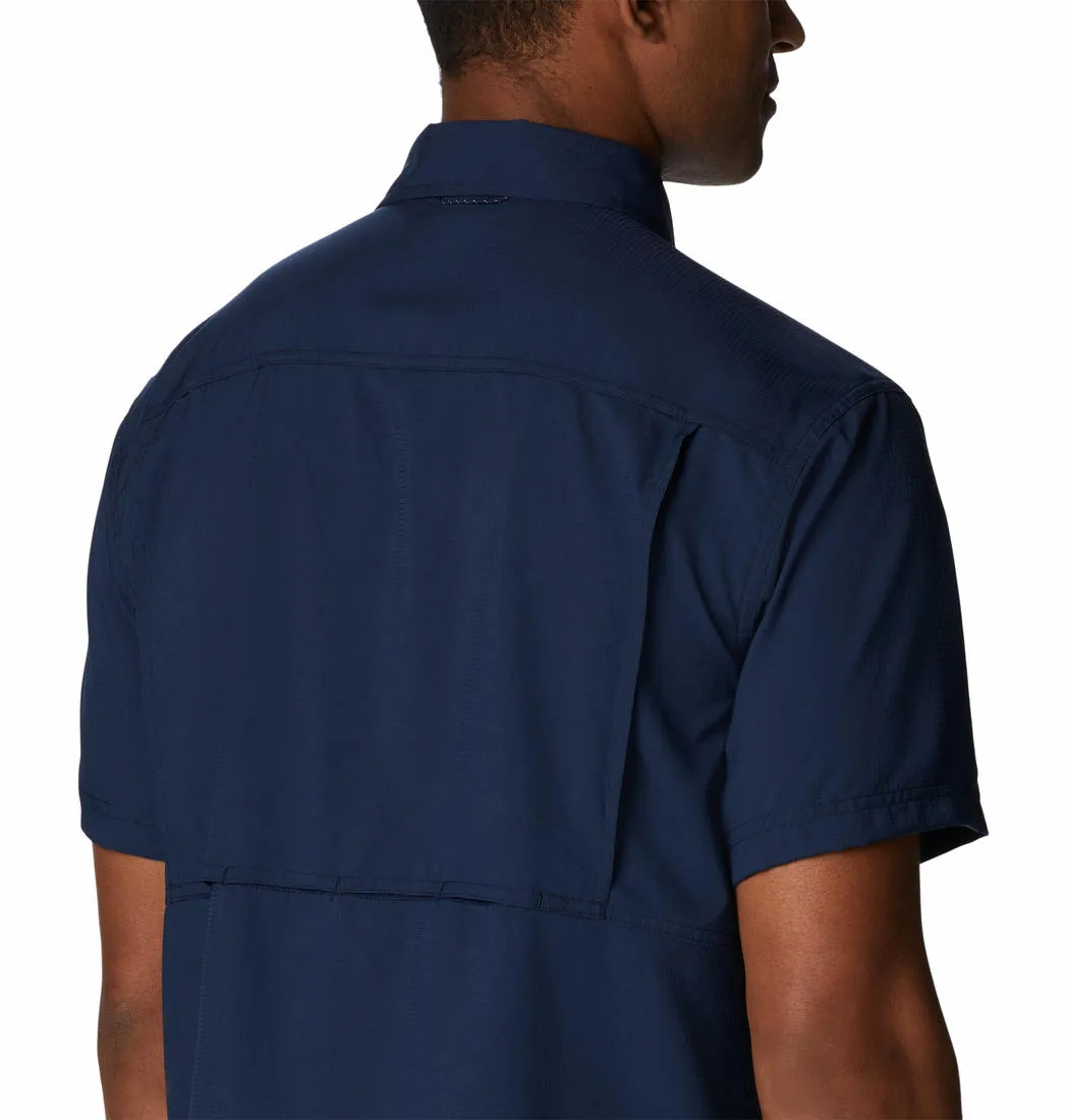 Columbia Men Blue Omni-Shade Silver Ridge Utility Lite Short Sleeve Shirt