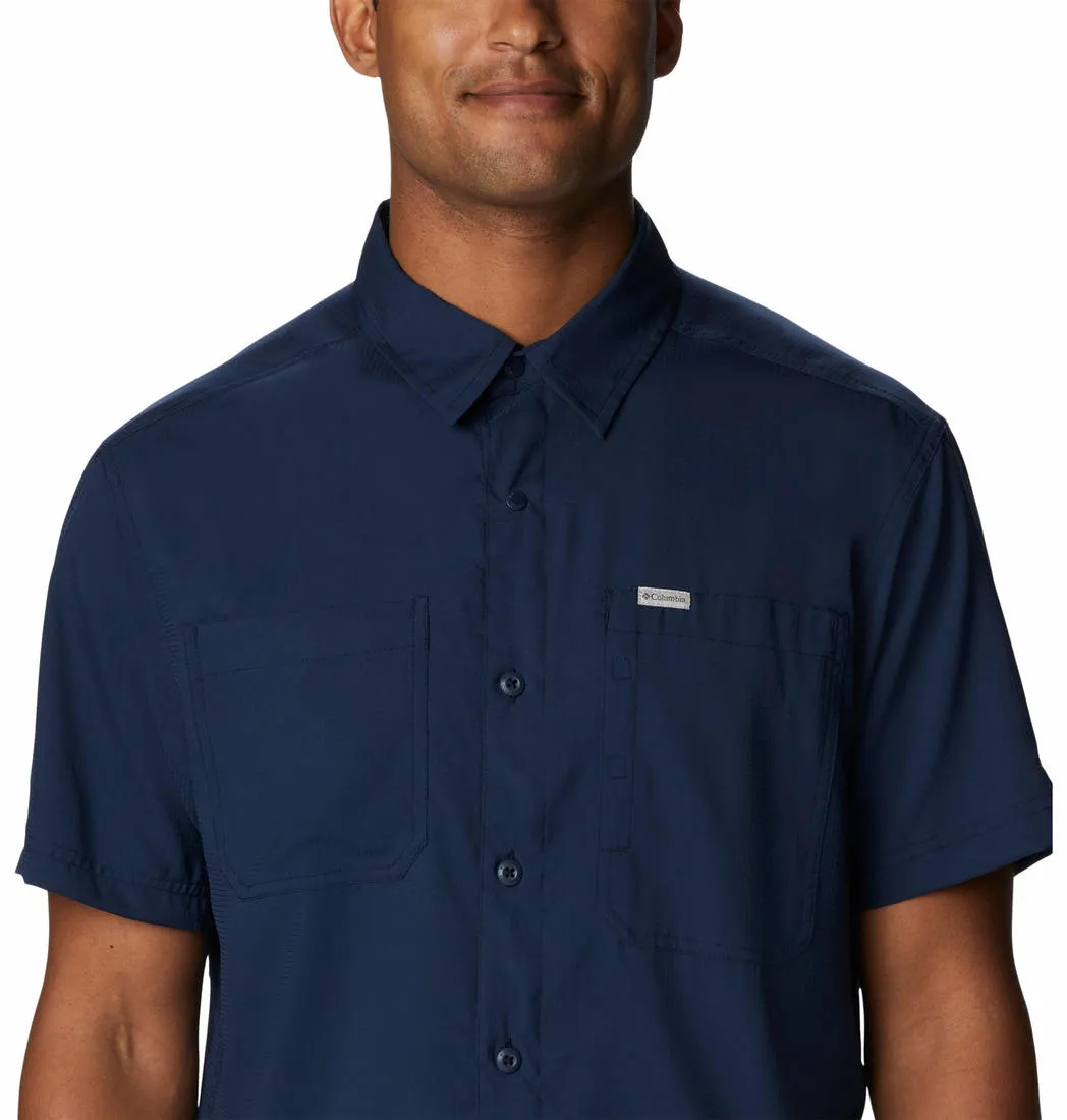 Columbia Men Blue Omni-Shade Silver Ridge Utility Lite Short Sleeve Shirt