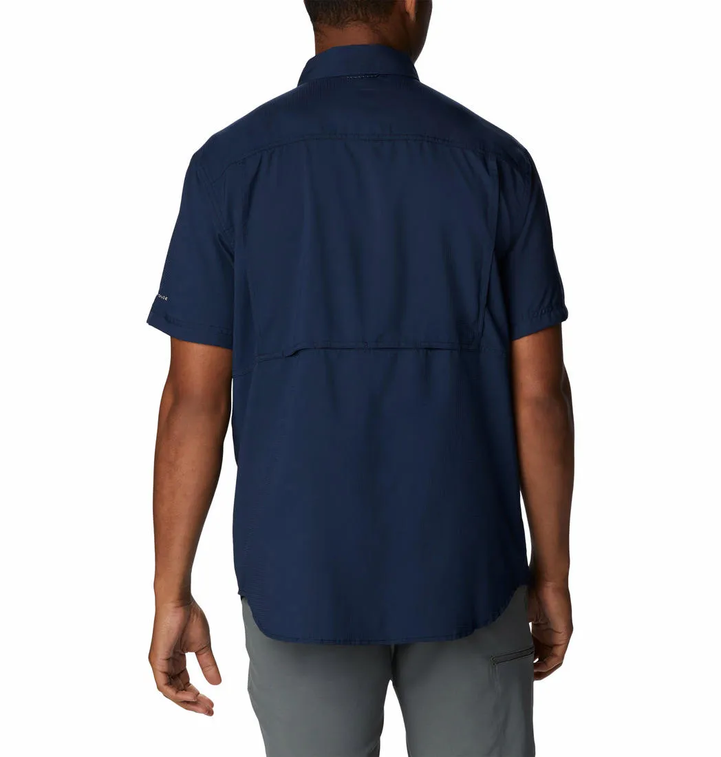Columbia Men Blue Omni-Shade Silver Ridge Utility Lite Short Sleeve Shirt