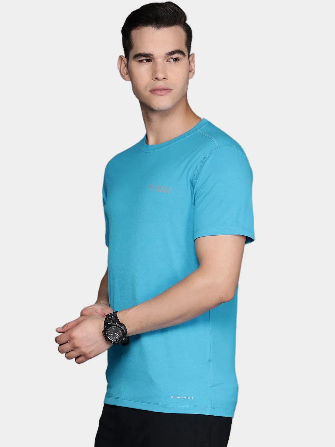Columbia Men Blue Omni-Wick M Endless Trail Running Tech Tshirt